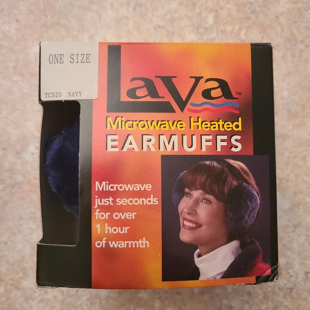 New Vintage Lava Thinsulate Microwave Heated Navy Earmuffs in One Size